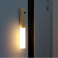 Lámpara De Pared De Madera Con Sensor De Movimiento PIR Y Luz Nocturna LED Recargable Para Armario De Cocina Y Libros Fuente De Alimentación AC - details 9