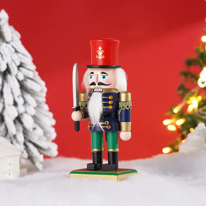 Soldado De Navidad De Madera Creativo De 20CM Versión Gruesa Decoración Roja/Azul/Gris Para El Hogar Figura De Adorno Navideño - 1