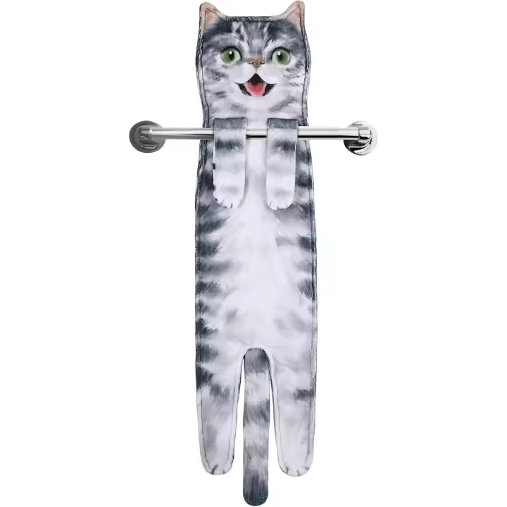 Divertidos Gatos Toalla de Mano-Decoración Gato Toalla Colgantes para Baño Trapos de Cocina-Animal Absorbente Suave Toallas-Regalos Graciosos para Originales Mujer Amantes de Los Gatos-Acelgas - 1