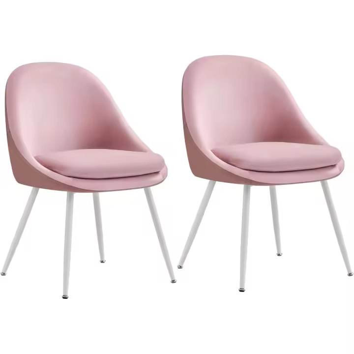 VASAGLE Juego de 2 Sillas de Comedor, Sillas de Cocina, Carga de 120 kg, Cojín Acolchado de 5,5 cm de Grosor, Patas Acampanadas, para Oficina, Salón, Rosa Jalea y Blanco Nube/Blanco Crema y Blanco Nube - 1