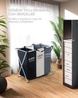 Newty  Cesto Ropa Sucia para Colada Cesta Lavandería Compartimentos Hogar Cocina Dormitorio Plegable Almacenamiento Clasificador Contenedor Organizador Lavado Cesta Tela Porta Objetos Separar Ropa Clara Oscura Color Apto para todos los Espacios Grande - details 1