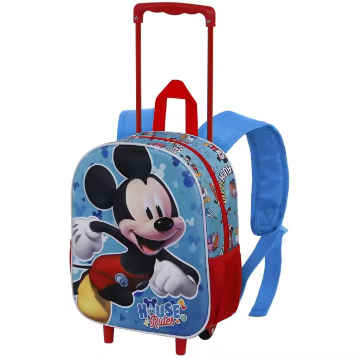Karactermania Mochila 3D con Ruedas Mickey Disney Pequeña 26x34x13cm Producto Oficial Producto Escolar Para Niños y Niñas - 1