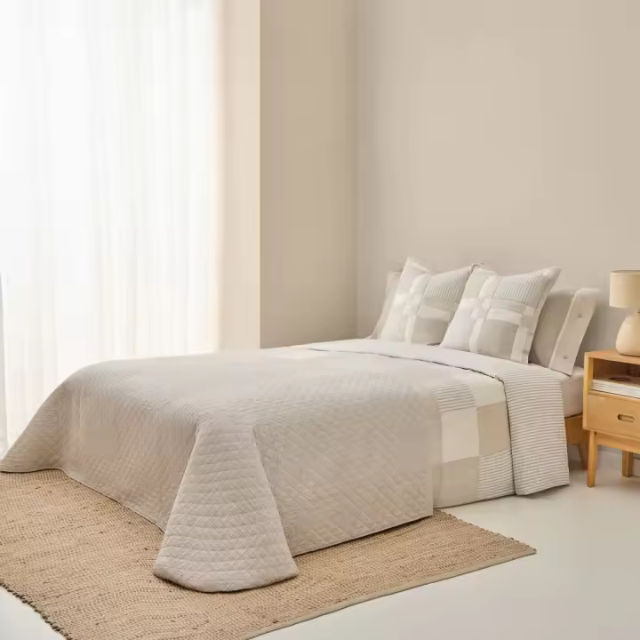 TEXTURA Colcha algodón patchwork Gropatcol color gris piedra100% Algodón, Acolchado, Patchwork, Disponible en: cama 80-90cm/cama 150-160cm/cama 180-200cm - 1