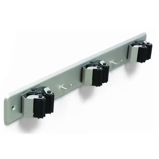 Cuelga Escobas Triple Brinox con Rodillos Giratorios y Fijación en Blanco - 1