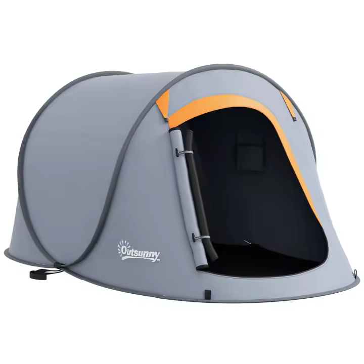 Outsunny Tienda de Campaña Pop-Up para 2-3 Personas Tienda de Camping Plegable Portátil Impermeable con Ventana Puerta y Bolsa de Transporte para Pescar Senderismo 245x148x105 cm Gris - 1