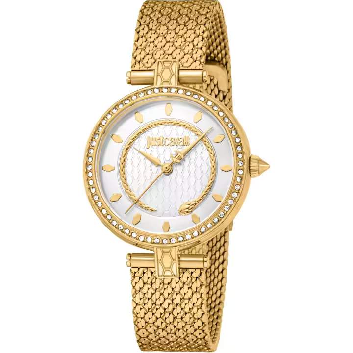 Reloj de pulsera Just Cavalli Just Cavalli Glam Chic Obsessive Snake - JC1L240M0025 correa color: Oro amarillo Dial Metal Gris plata Mujer - 1
