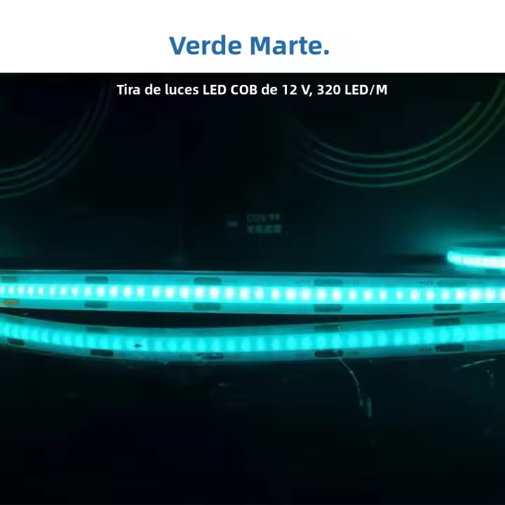 Tira De LED COB Flexible 5M 12V 8mm 320 Chips Alta Densidad Rojo Verde Azul Cálido Natural Frío Iluminación Lineal - 1