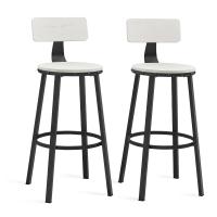 Juego de 2 taburetes altos de cocina con respaldo, estilo industrial, estructura de acero, asiento de 73 cm, fácil montaje, varios colores disponibles - details 0