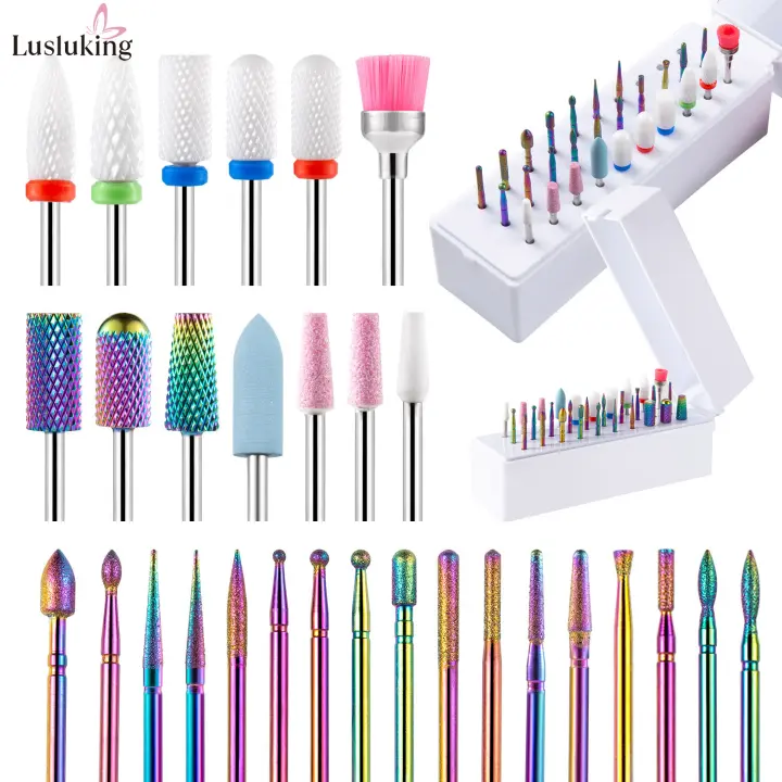 Kit De 30 Piezas En Caja De Brocas Para Uñas Con Diamante Cerámica Y Carburo De Tungsteno Herramientas De Manicura Para Eliminar Acrílico Y Gel De Uñas - 1