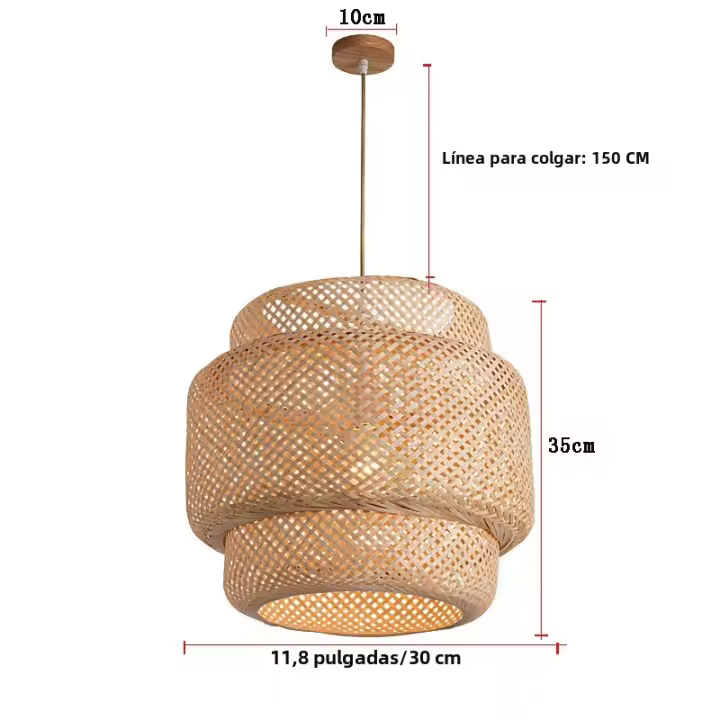 Lámpara Colgante De Bambú E27 Estilo Chino Tejido a Mano Para Decoración De Hogar Y Restaurantes Fuente De Alimentación AC85-260V - 1