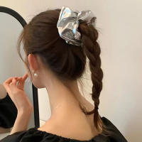 Cinturones De Pelo Oversized De Seda Para Mujer Plata Coreana Elásticos De Chiffon Scrunchies Accesorio De Cabello Y2K - details 8