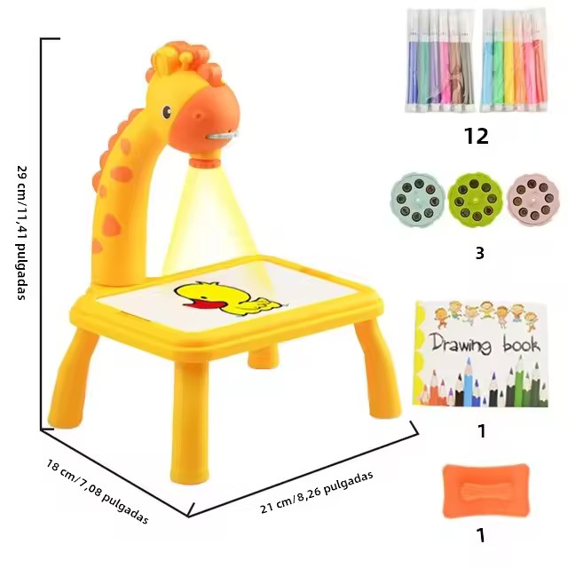 Tablero De Dibujo LED Para Niños Juguete Educativo De Arte Y Pintura Con Proyector De Imagen Para Niñas Y Niños Material ABS Adecuado Para Edades 6-12 Y 14+y - 1
