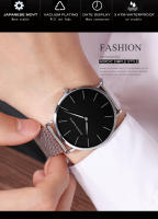 Reloj De Negocios Para Hombre Hannah Martin Movimiento Japonés De Cuarzo Acero Inoxidable Ultrafino Estilo Casual Plata Negra - details 9