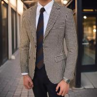 Chaqueta De Traje Cuadros Para Hombre Chaqueta De Noche De Novia Estilo Americano Con Rayas Cierre Simple Viaje Primavera Verano Otoño Invierno - details 2