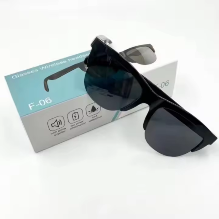 Gafas Inteligentes con Audio Solar Bluetooth 5,3 | Auriculares Abiertas + Lentes Polarizadas UVA/UVB 400 | Badería Recargable (8h Autonomía) | Compatible con iOS/Android/PC | Modelos F06-F08 para Juegos y Conducción | Certificación CE - 1