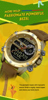 Reloj De Pulsera Deportivo De Lujo NAVIFORCE Para Hombres Cronógrafo Alarma Cuarzo Resistente Al Agua Con Display Analógico Y Digital Correa De Cuero 9163 - details 5