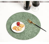 Mantel individual europeo redondo de cuero repujado impermeable y resistente al aceite - details 4