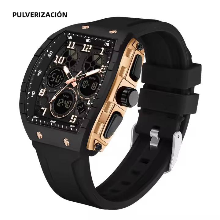 Reloj De Pulsera Digital SANDA Para Hombre Resistente Al Agua Con Display LED Y Múltiples Funciones Deportivas Y Militares De Silicona - 1