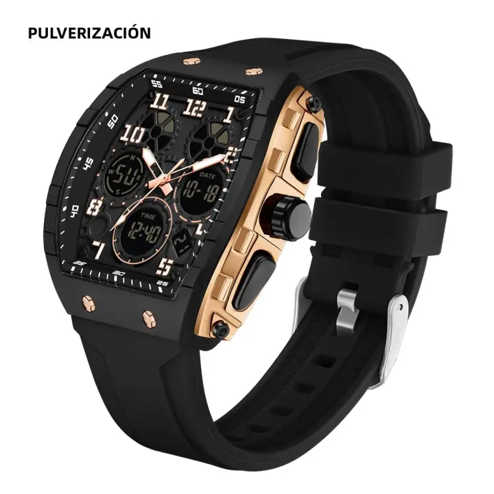Reloj De Pulsera Digital SANDA Para Hombre Resistente Al Agua Con Display LED Y Múltiples Funciones Deportivas Y Militares De Silicona - 1