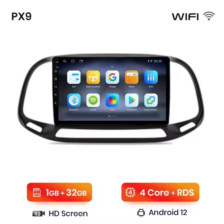 AWESAFE inalámbrico CarPlay Android Auto Radio para Fiat Doblo 2015 2016 2017 2018 2019 coche reproductor multimedia GPS 2 din autoradio volante controles RDS Bluetooth - 1