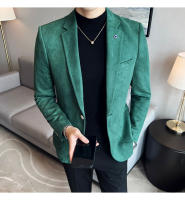Nueva Moda Chaqueta De Veludo De Ciervo Para Hombre Corte Slim Ajustado Elegante Y Lujo Chaqueta De Negocios Casual Boda Talla Grande Hasta 4XL-S - details 16