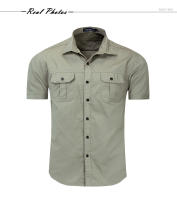 Camisa Militar Para Hombre Fredd Marshall 100% Algodón Manga Corta Estilo Casual Con Bolsillos Traje De Trabajo Camisa Sólida - details 6
