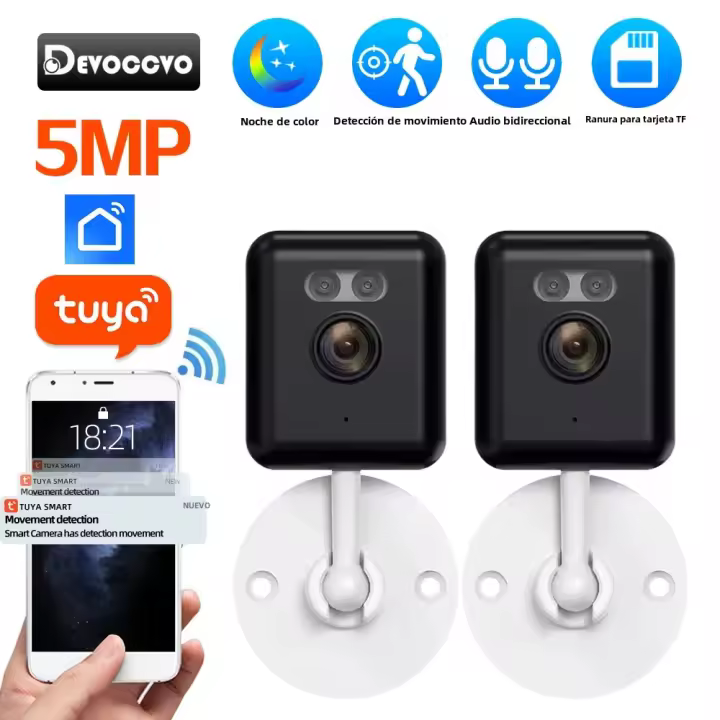 Cámara De Seguridad Inalámbrica Tuya Inteligente 5MP Mini Vigilancia Interior Con Detección De Movimiento CCTV Monitoreo De Bebé - 1