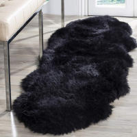 Carpetas De Pelo Suave Imitación De Lana Negra Ondulada Para Mejorar El Hogar Alfombra Para Piso De Habitación Infantil Antideslizante Y Resistente Al Desvanecimiento Alfombra Para Interior - details 0