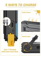 Radio Manual de emergencia con manivela y innica de 3 LED, Radio meteorológica portátil AM/FM/NOAA con Cargador de teléfono, Radio solar con Carga USB para acampar en interiores Exterior, Alarma SOS - details 3
