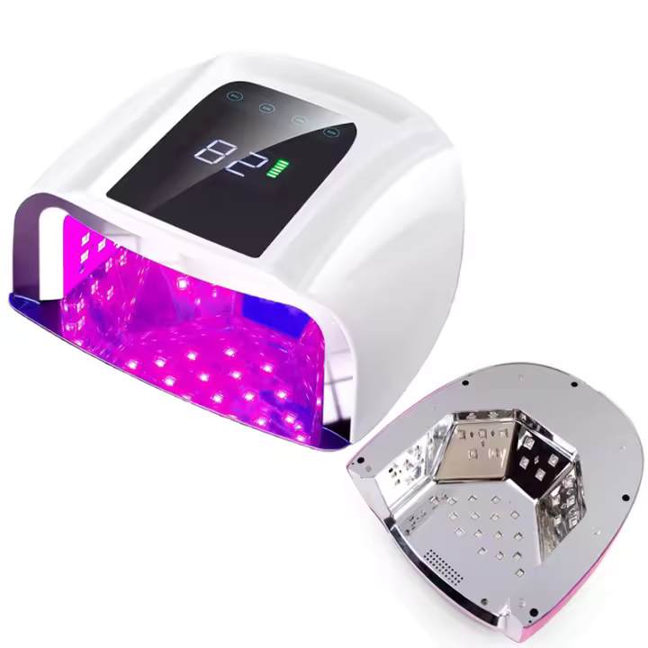 Lámpara De Uñas LED De 96W Con Espejo Y Base De Metal Recargable Secadora De Manicura Sin Cable Luz UV Para Uñas Certificación CE Peso 1.5kg - 1