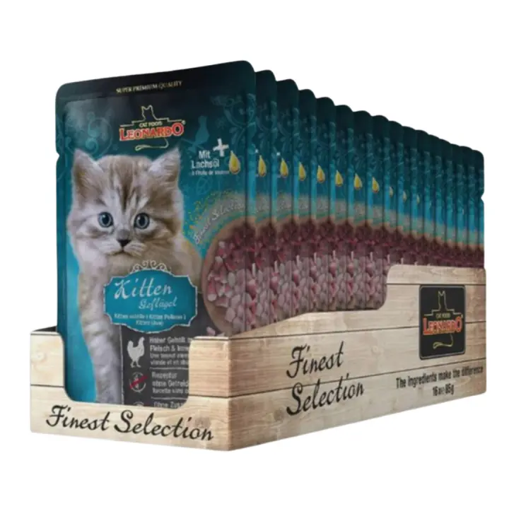 Leonardo Menú Finest Selection Kitten sabor a Ave - 16 Sobres de 85gr - 1
