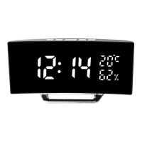 Reloj De Alarma Digital Con Pantalla Curva Mostrador De Tiempo/ Fecha/ Temperatura/Humedad 12/24h 3 Alarmas Ajustable Brillo Reloj De Mesa Europeo - details 18