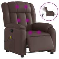 vidaXL Sillón de masaje reclinable eléctrico cuero sintético Negro, Crema, Marrón Sillon Dormitorio Sillon Comodos Silla Relax Sillón Sofá - details 4
