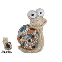 Marca GISSED _Figura Decorativa de Caracol con Luz Solar LED y Piedras de Colores - Ideal para Jardines, Terrazas y Exteriores - Estilo Divertido y Rústico para Ambientes Naturales - details 0