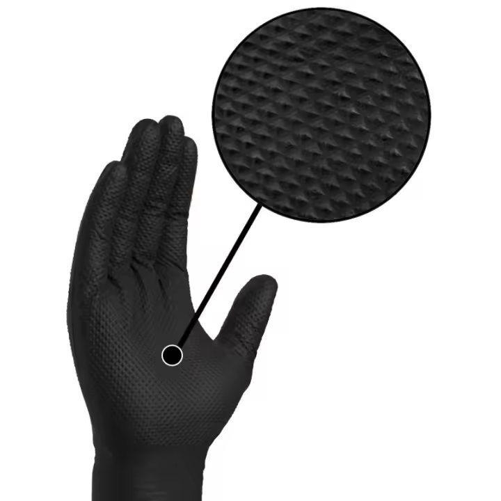 GUANTES DE NITRILO DIAMANTADOS SUPER RESISTENTES NEGROS TALLA XL PAQUETE 100 UDS - 1