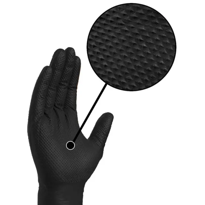 GUANTES DE NITRILO DIAMANTADOS SUPER RESISTENTES NEGROS TALLA XL PAQUETE 100 UDS - 1