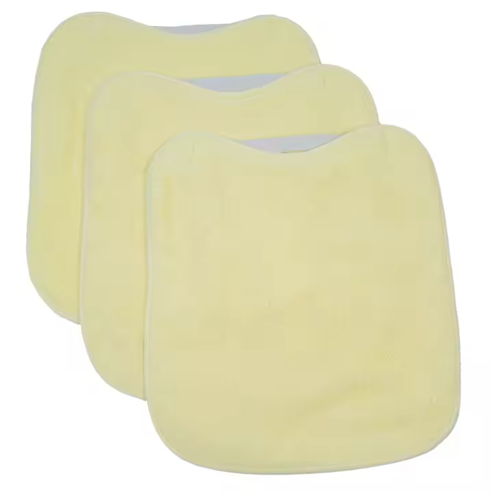 10XDIEZ Pack 3 baberos rizo guardería color  con elástico. lavables, exterior de rizo y reverso impermeable. medidas: 33x29cm - Prácticos y resistentes para bebés - 1