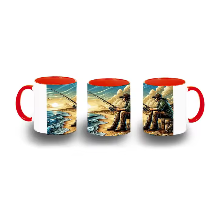 MERCHANDMANIA TAZA COLOR atardecer pesca pescador playa agua verano color mug - 1