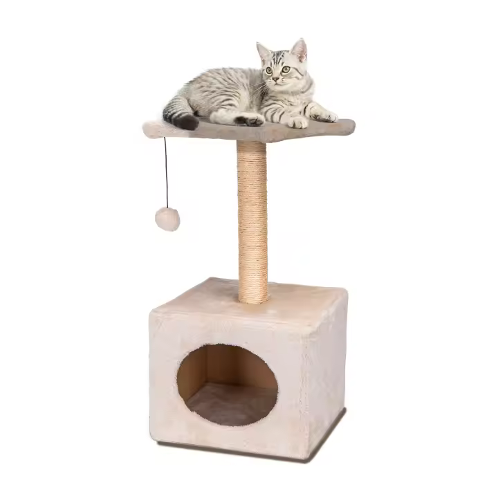 Nobleza - Árbol para Gatos, Árbol Escalador, Árbol Rascador, Dos Bolas de Juego Altura 60cm, Color Beix - 1