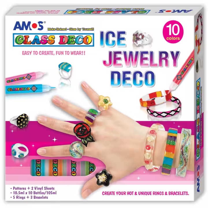 Kit completo para diseñar joyas con pintura para cristal Glass Deco - Ideal para principiantes y expertos - Incluye Patrones para personalizar diseños - 1