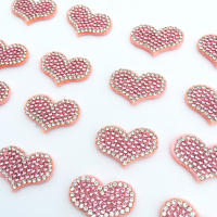 20Pcs Parches En Forma De Corazón Rosa Con AB Rhinestone Aplicación De Diamantes Para Ropa Decoración De Clip De Cabello Accesorios De Costura - details 4