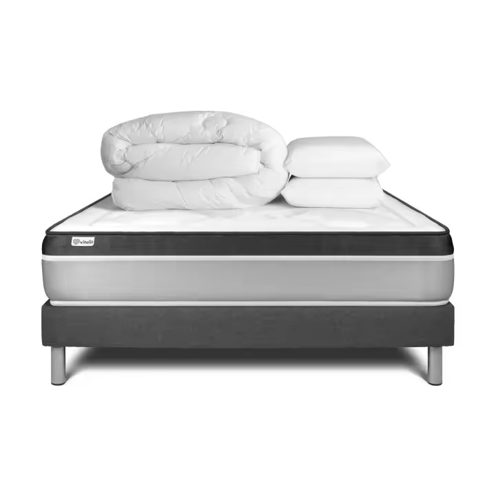 Pack cama completa - Colchón 200x200cm + Somier con láminas (kit) + 2 almohadas + Edredón - Vital Ergo - 1
