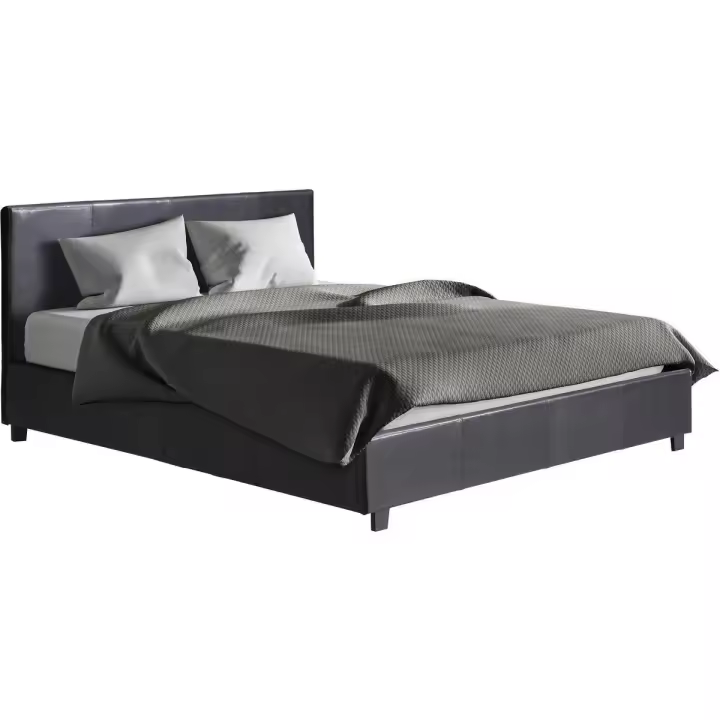 Habitat y Jardin - Cama en PVC "Carla" - 140 x 190 cm - Negro - 1