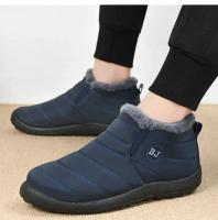 Botas De Invierno Impermeables Para Hombres Nuevas 2025 Plush Negro Botas De Nieve De Tobillo Calientes Para Parejas Con Pluma Y Suela De TPU - details 14