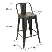 Juego de 4 taburetes de bar con respaldo de madera de hierro - taburete de bar taburete de bar taburete de bar - details 0