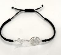 pulsera amuleto doble protección plata de ley y macramé - details 0