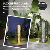 Outsunny Linterna de Jardín de Ratán Sintético Farola Solar con Luces LED Encendido y Apagado Automático Impermeable para Terraza Balcón Patio 22x22x77 cm Gris - details 4
