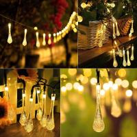 Luces De Cadena Solar De Gotas De Agua Impermeables Para Decoración Al Aire Libre Navidad Boda Fiesta Jardín Luz De Hada Multicolor Blanco Cálido - details 3