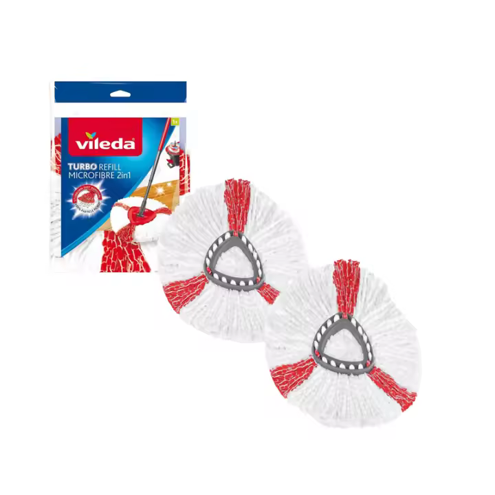 Pack De 2, 4, o 6 Vileda Refill Recambio Turbo,Compatible con Todos los Sistemas Turbo de Vileda, Rendimiento Extra Apto para Todo Tipo de Suelos Duros,Elimina el 99% de Las bacterias Solo con Agua - 1