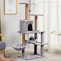 Árbol para Gatos, 5 Niveles con Hamaca y Casa, 137 cm de Altura, Gris - details 1